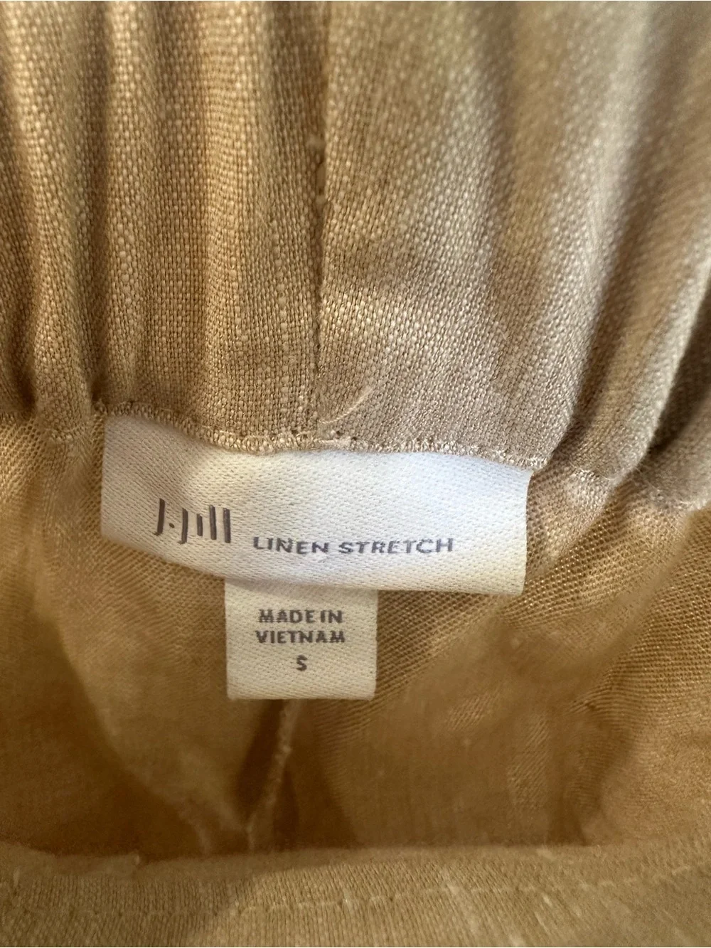 NWOT J. Jill Linen Stretch Pull On Split Hem Crop Ankle Pants Sz Small Natural